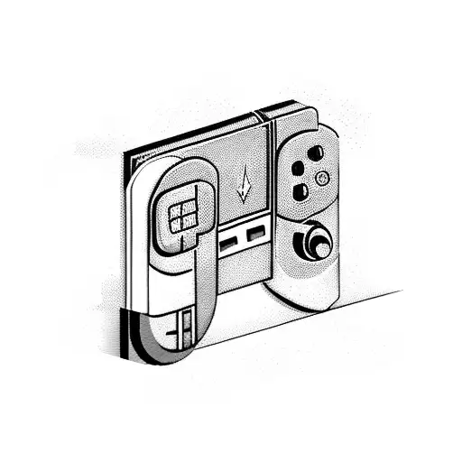 Pixelated gaming controller emerging from an open book tattoo design idea