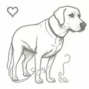 black labrador and heart  tattoo design idea