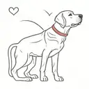 black labrador and heart  tattoo design idea