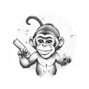 cute monkey with blunt  tattoo design idea