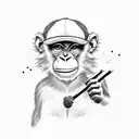 cute monkey smoking a blunt tattoo design idea