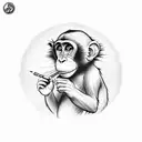 cute monkey smoking a blunt tattoo design idea