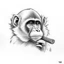 cute monkey smoking a blunt tattoo design idea