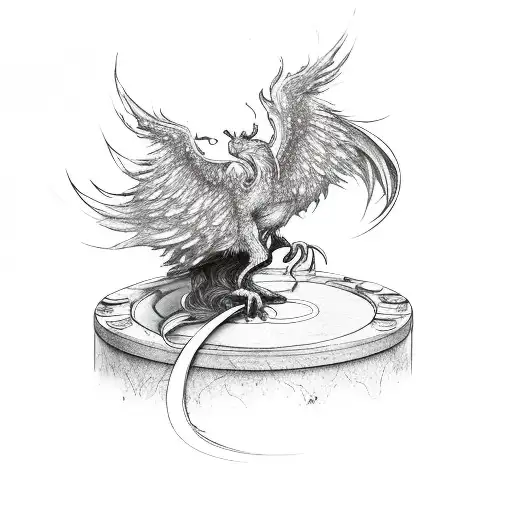 A phoenix rising from a billiard table tattoo design idea