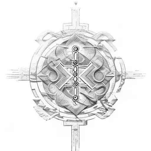 Ancient manuscript with cryptic symbols and a question mark as the centerpiece tattoo design idea