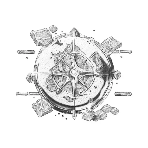 Uncharted treasure map with pharmaceutical elements tattoo design idea