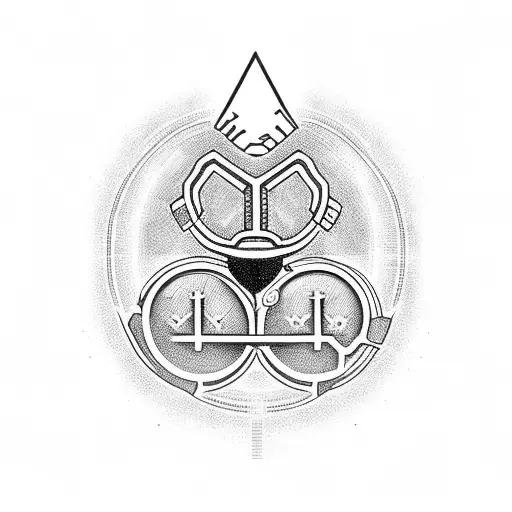 Beagle playing with pharmaceutical symbols tattoo design idea