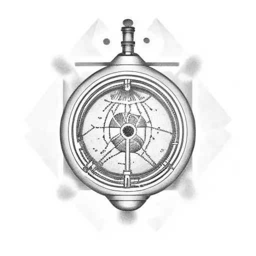 A pharmaceutical laboratory flask with Uncharted symbols inside tattoo design idea