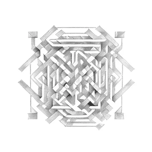 An intricate maze formed by intricate puzzle pieces tattoo design idea