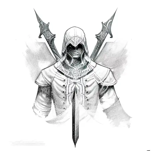 A sketch-style tattoo of the hidden blade from Assassin's Creed tattoo design idea