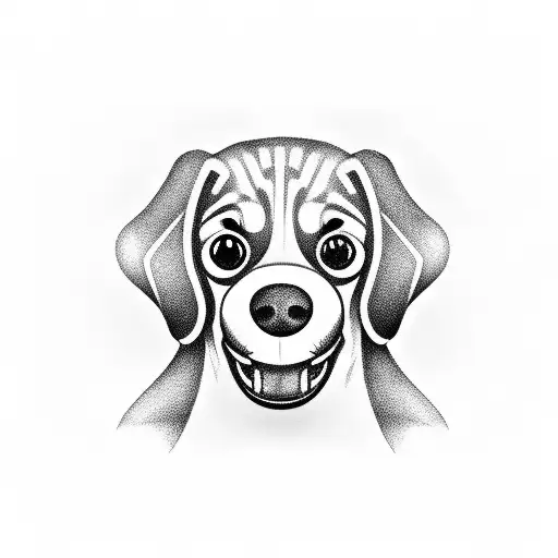 A beagle holding a PlayStation controller in its mouth tattoo design idea
