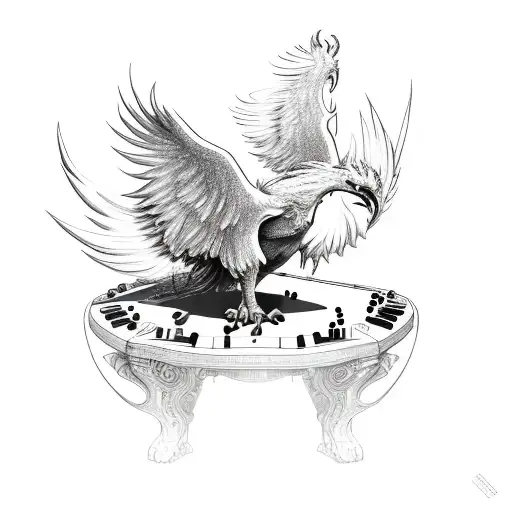 A phoenix rising from a billiard table tattoo design idea