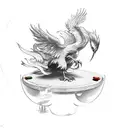 A phoenix rising from a billiard table tattoo design idea
