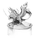 A phoenix rising from a billiard table tattoo design idea