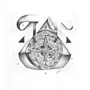 Ancient manuscript with cryptic symbols and a question mark as the centerpiece tattoo design idea