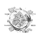 Uncharted treasure map with pharmaceutical elements tattoo design idea