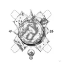 Uncharted treasure map with pharmaceutical elements tattoo design idea