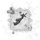 Uncharted treasure map with pharmaceutical elements tattoo design idea