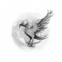 A phoenix rising from a billiard table tattoo design idea