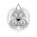 Beagle playing with pharmaceutical symbols tattoo design idea