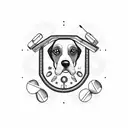 Beagle playing with pharmaceutical symbols tattoo design idea