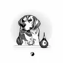Beagle playing billiards tattoo design idea