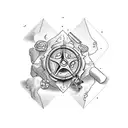 Uncharted treasure map with pharmaceutical elements tattoo design idea