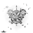 Uncharted treasure map with pharmaceutical elements tattoo design idea