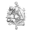 Uncharted treasure map with pharmaceutical elements tattoo design idea