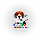 A beagle playing billiards with pharmaceutical symbols as balls tattoo design idea