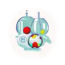 A beagle playing billiards with pharmaceutical symbols as balls tattoo design idea