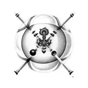 Billiard balls with pharmaceutical symbols tattoo design idea