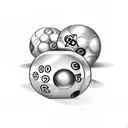Billiard balls with pharmaceutical symbols tattoo design idea
