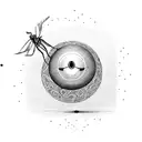 A billiard ball transforming into a dragonfly with the evil eye as its core tattoo design idea