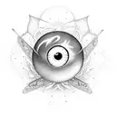 A billiard ball transforming into a dragonfly with the evil eye as its core tattoo design idea