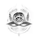 Combine the Assassins Creed logo and the evil eye in a blackwork tattoo, representing protection and stealth tattoo design idea