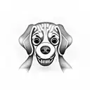 A beagle holding a PlayStation controller in its mouth tattoo design idea