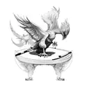 A phoenix rising from a billiard table tattoo design idea