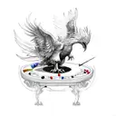 A phoenix rising from a billiard table tattoo design idea