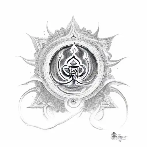 om and Trishul symbol with a quote on shiv ji  tattoo design idea