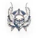 skull and eagle tattoo design idea