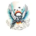 skull and eagle tattoo design idea