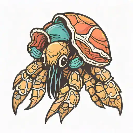 hermit crab cartoon kawaii art tattoo colored  tattoo design idea