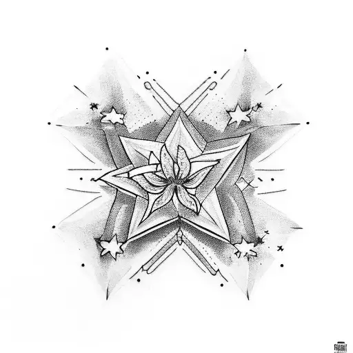 Shooting star with lily  tattoo design idea
