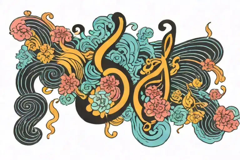 lsd music notes tattoo design idea