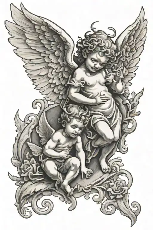 angel and devil cherub tattoo design tattoo design idea