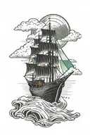 1 boat and northern lights background tattoo design idea