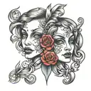 Gemini two faced tattoo design idea