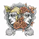 Gemini two faced tattoo design idea