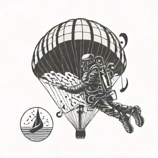Paraglider and music notes tattoo design idea